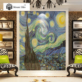 TST Mosaic Murals Van Gogh Oil Painting The Starry Night Blue Parquet Famous Picture 