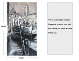 TST Mosaic Murals Parquet Famous Painting Venice Beautiful City Water Boat Black & White